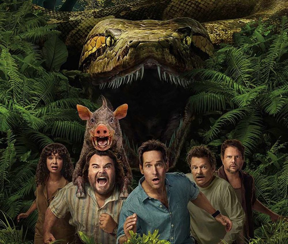 Détail de l'affiche d'"Anaconda" avec Paul Rudd, Jack Black, Daniela Melchior