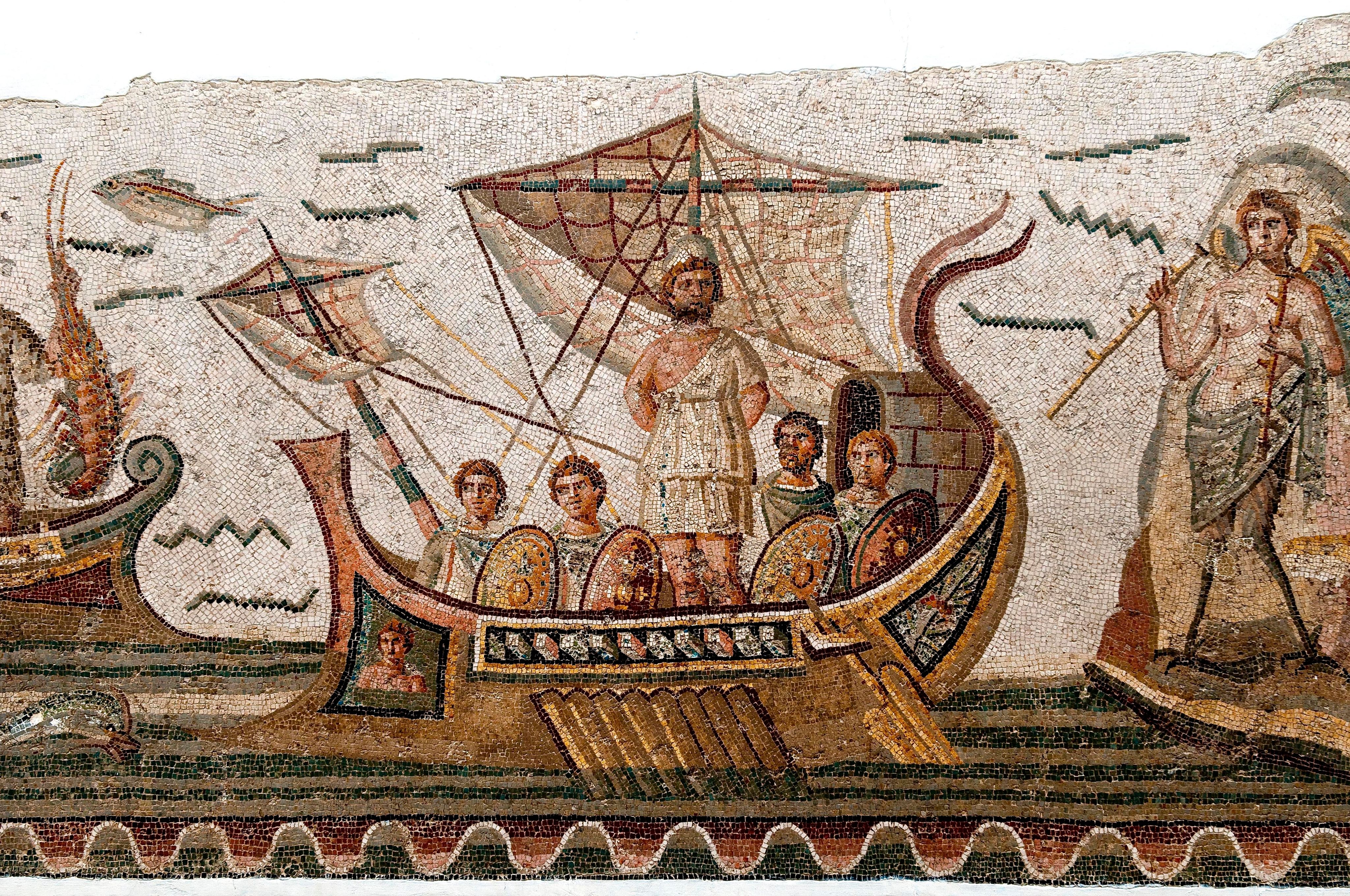 Mosaïque "Ulysse et les sirènes" de Dougga, IIIème siècle après J.C., musée du Bardo